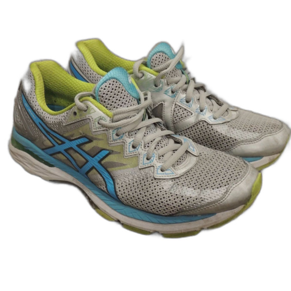 Asics GT-2000 V4 Running Shoes Silver / Turquoise / Lime Punch Womens Size 9 - Picture 2 of 7